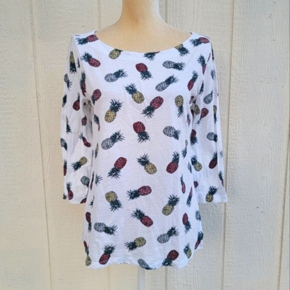 loft pineapple print top shirt sz medium